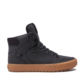 Supra Mens VAIDER COLD WEATHER High Top Shoes Black/Black/gum | US-41570